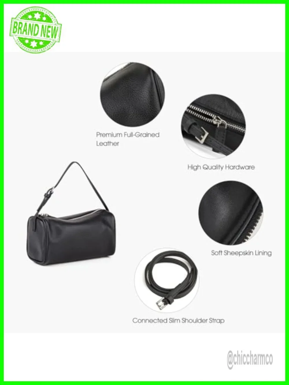 Premium Full-Grained Leather Crossbody Hobo Bag with Adjustable Strap